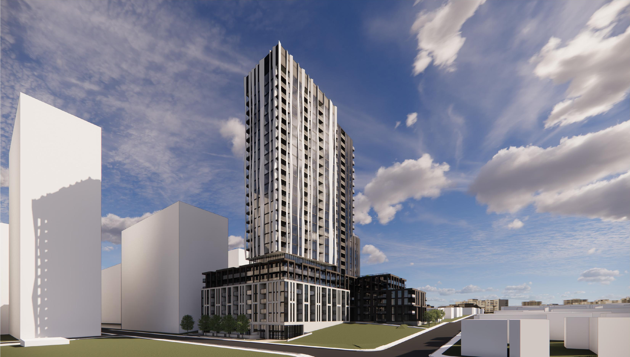 Rendering of building from page 28 of the file '2026-02-27 - UDRP Report - D01-01-25-0027 & D02-02-25-0103'