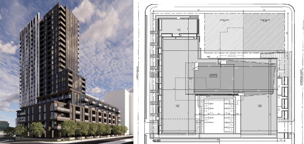 Construction site plan for project from page 66 of the file '2026-02-27 - UDRP Report - D01-01-25-0027 & D02-02-25-0103'