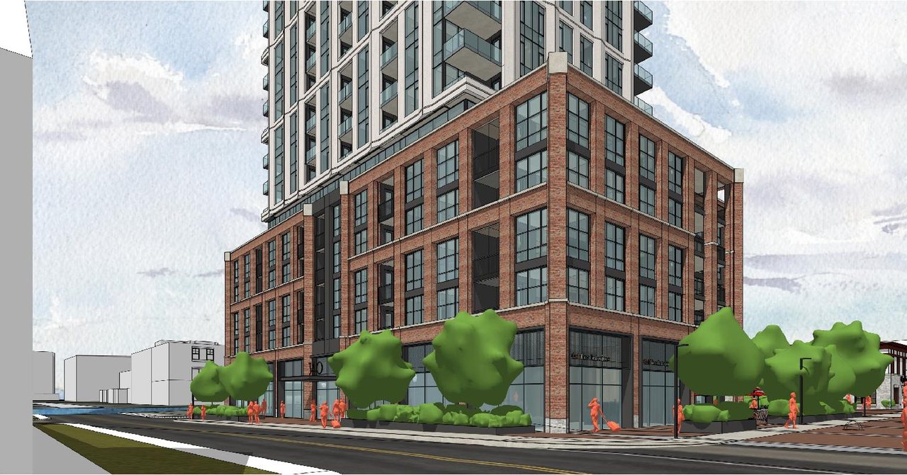 Rendering of building from page 2 of the file '2026-05-26 - Podium Massing Design Brief - D01-01-26-0002 & D02-02-26-0003'