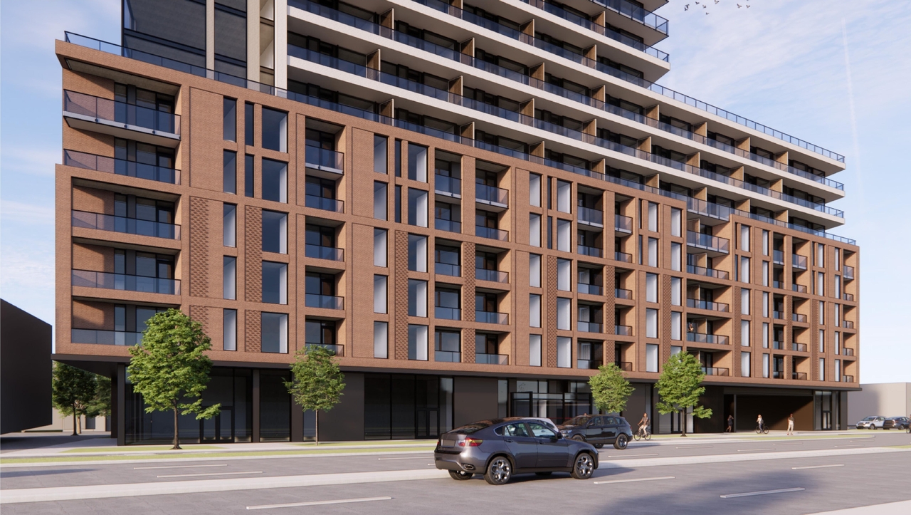 Rendering of building from page 17 of the file '2026-02-13 - Urban Design Brief - D01-01-26-0003 & D02-02-26-0008'