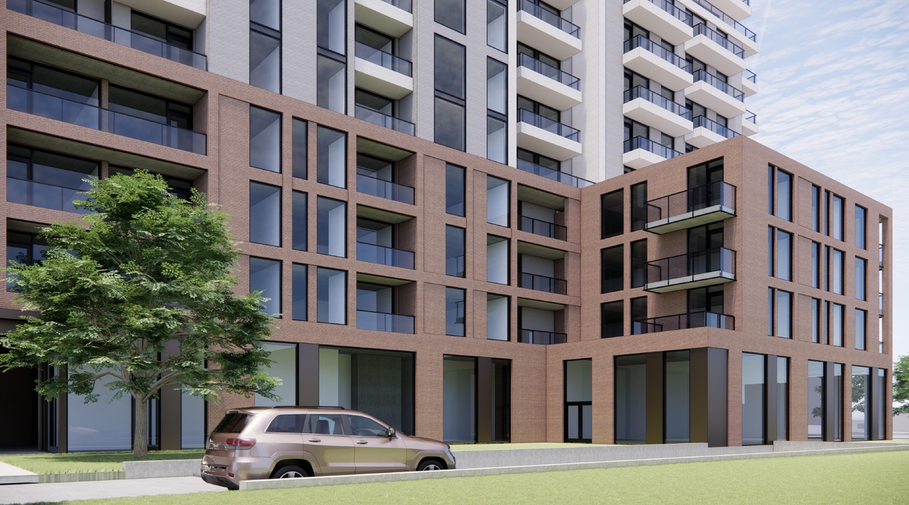 Rendering of building from page 19 of the file '2026-02-13 - Urban Design Brief - D01-01-26-0003 & D02-02-26-0008'