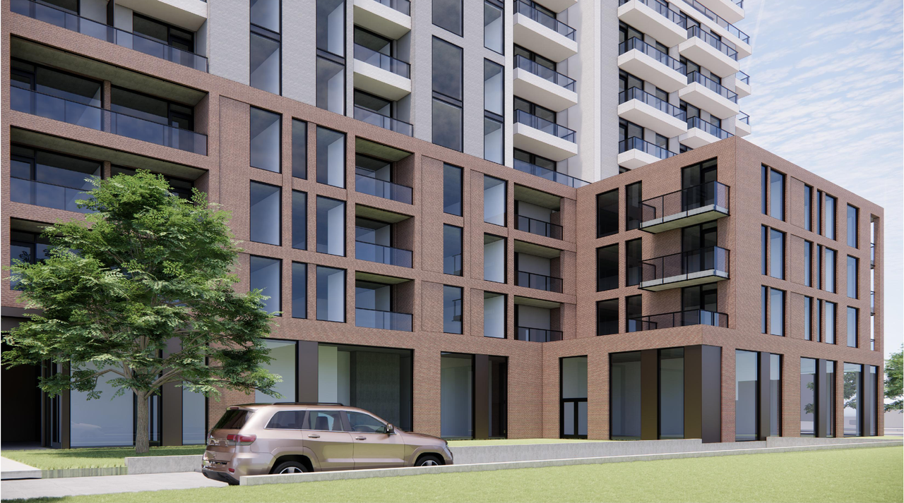 Rendering of building from page 19 of the file '2026-02-13 - Urban Design Brief - D01-01-26-0003 & D02-02-26-0008'