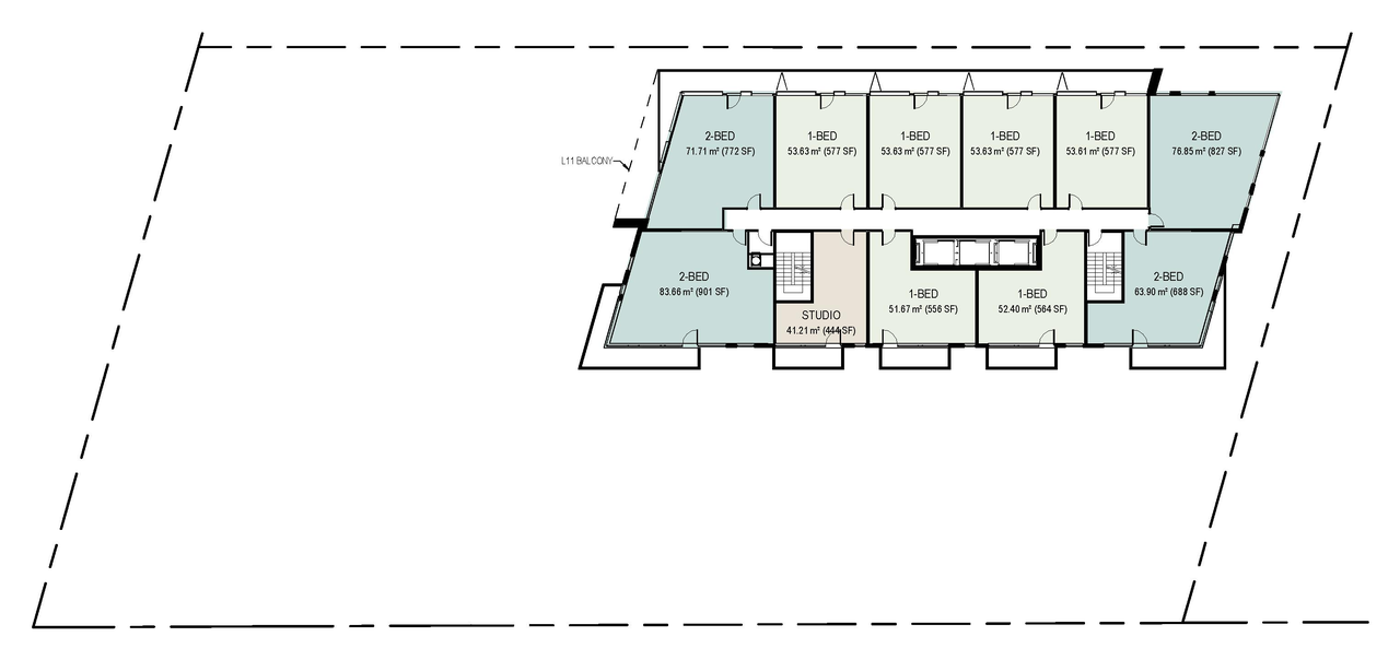 Floor plan for project from page 33 of the file '2026-02-13 - Urban Design Brief - D01-01-26-0003 & D02-02-26-0008'