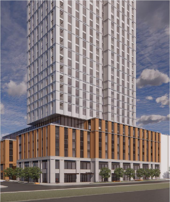 Rendering of building from page 29 of the file '2026-03-09 - Urban Design Review Panel Recommendation Responses - D01-01-26-0005 & D02-02-26-0016'