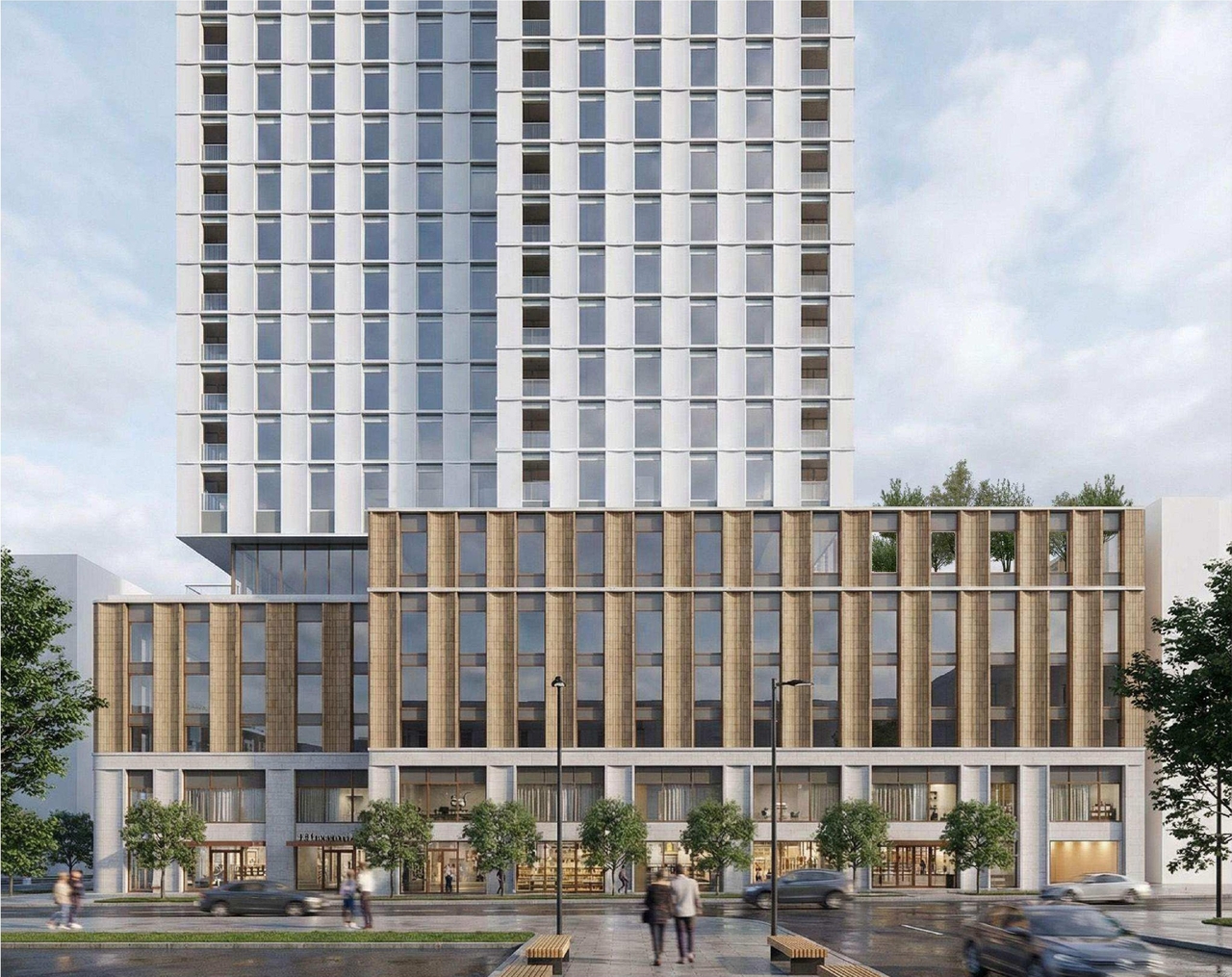 Rendering of building from page 63 of the file '2026-03-09 - Urban Design Review Panel Recommendation Responses - D01-01-26-0005 & D02-02-26-0016'