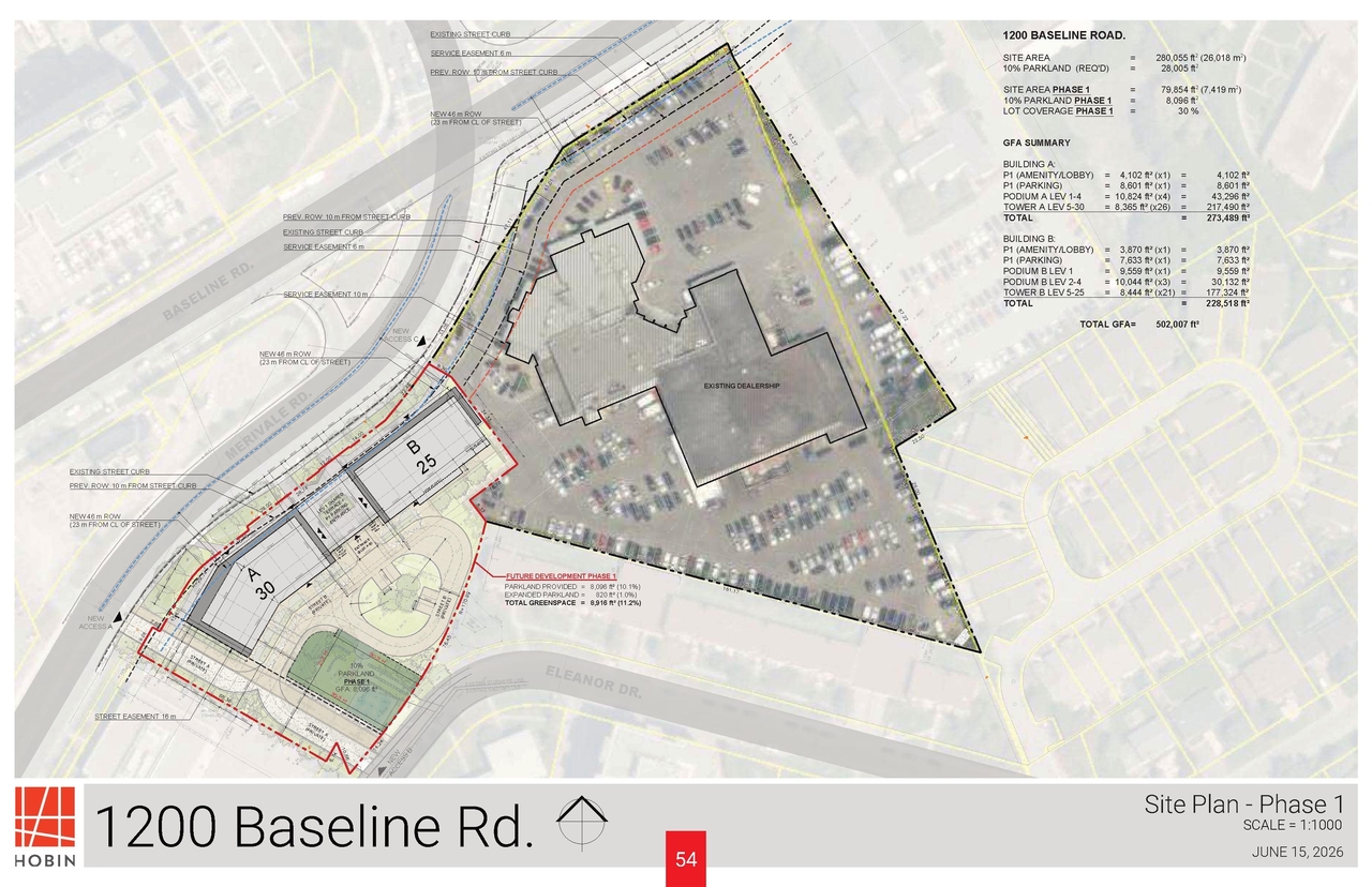 Construction site plan for project from page 54 of the file '2026-07-14 - Urban Design Brief - D01-01-26-0013 & D02-02-26-0056'