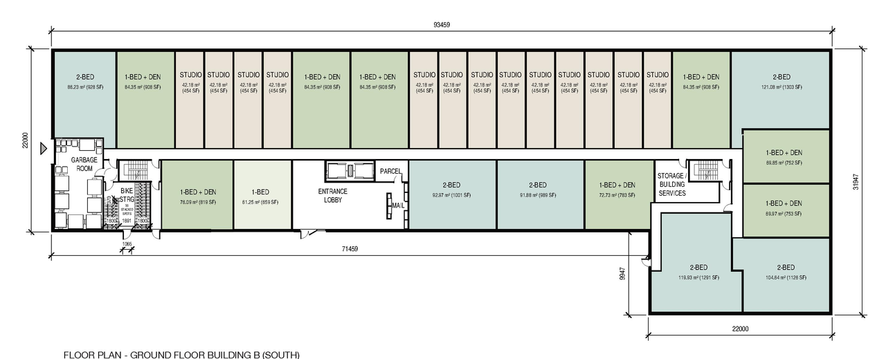 Floor plan for project from page 43 of the file '2026-08-24 - Urban Design Brief - D01-01-26-0015 & D02-02-26-0069'