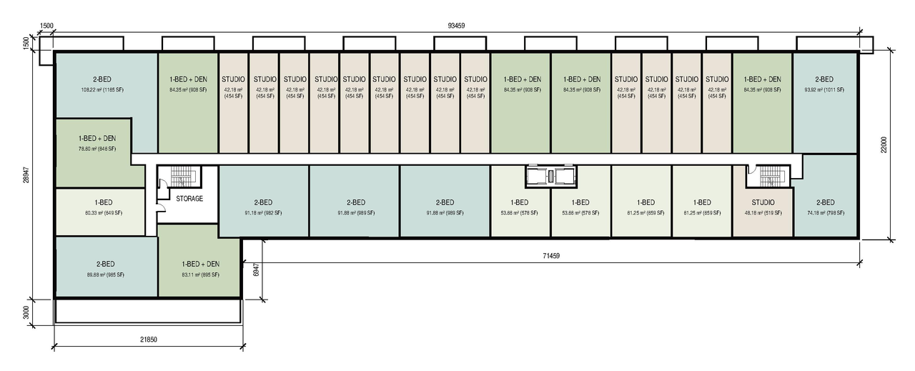 Floor plan for project from page 46 of the file '2026-08-24 - Urban Design Brief - D01-01-26-0015 & D02-02-26-0069'