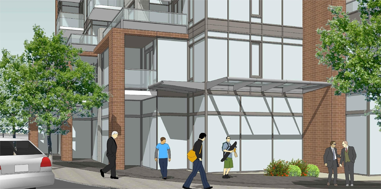 Rendering of building from page 1 of the file 'Revised Streetscape View 4 D02-02-11-0102'