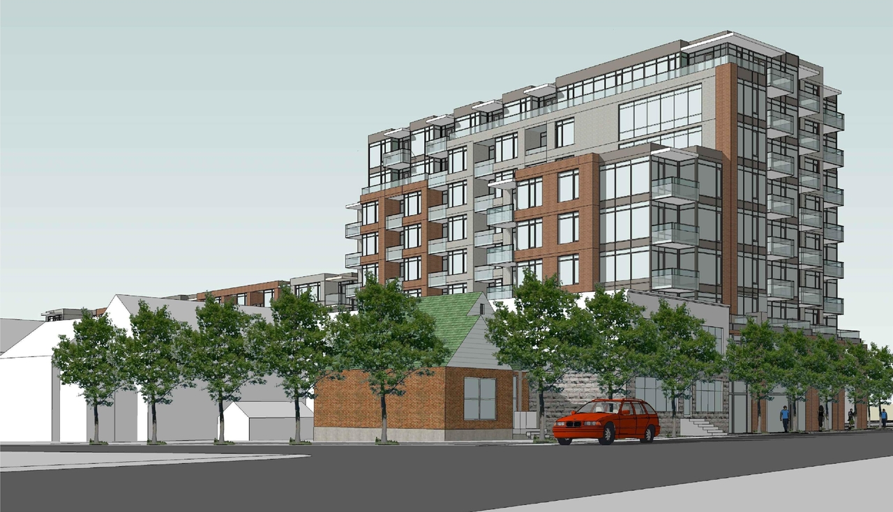 Rendering of building from page 1 of the file 'Revised Streetscape View 1 D02-02-11-0102'