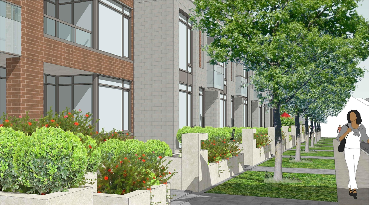 Rendering of building from page 1 of the file 'Revised Streetscape View 3 D02-02-11-0102'