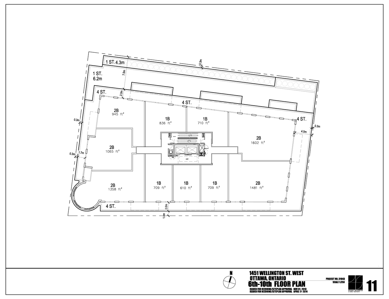 Construction site plan for project from page 11 of the file 'D02-02-13-0116 Site Plan, Floor Plans, Elevations - Revised April 2014'