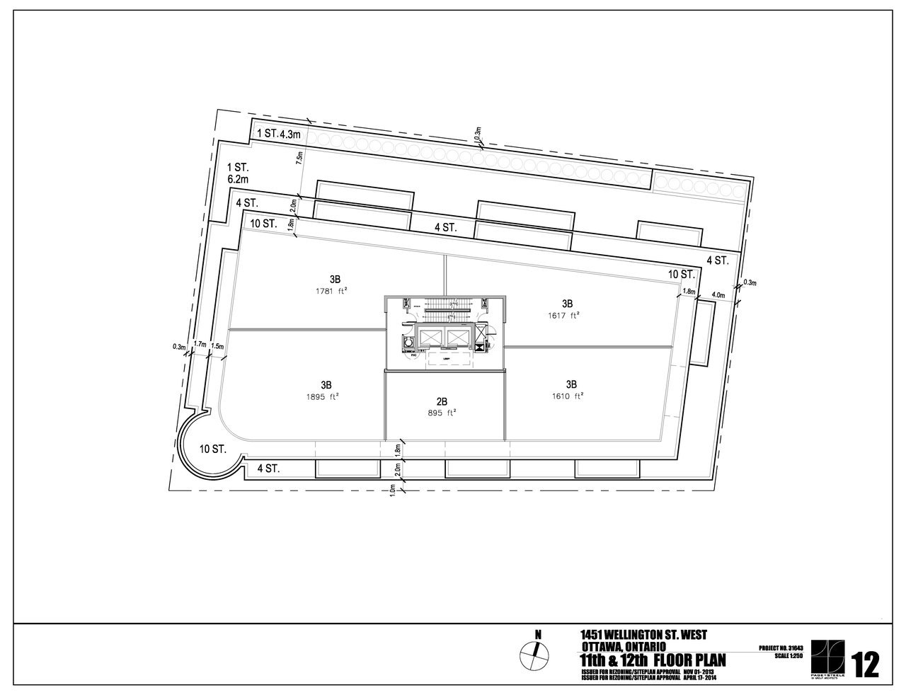 Construction site plan for project from page 12 of the file 'D02-02-13-0116 Site Plan, Floor Plans, Elevations - Revised April 2014'