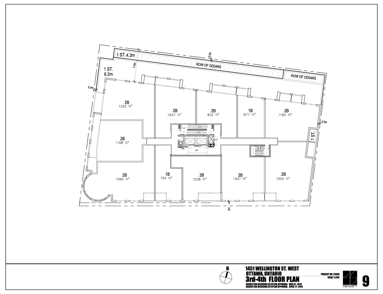 Construction site plan for project from page 9 of the file 'D02-02-13-0116 Site Plan, Floor Plans, Elevations - Revised April 2014'