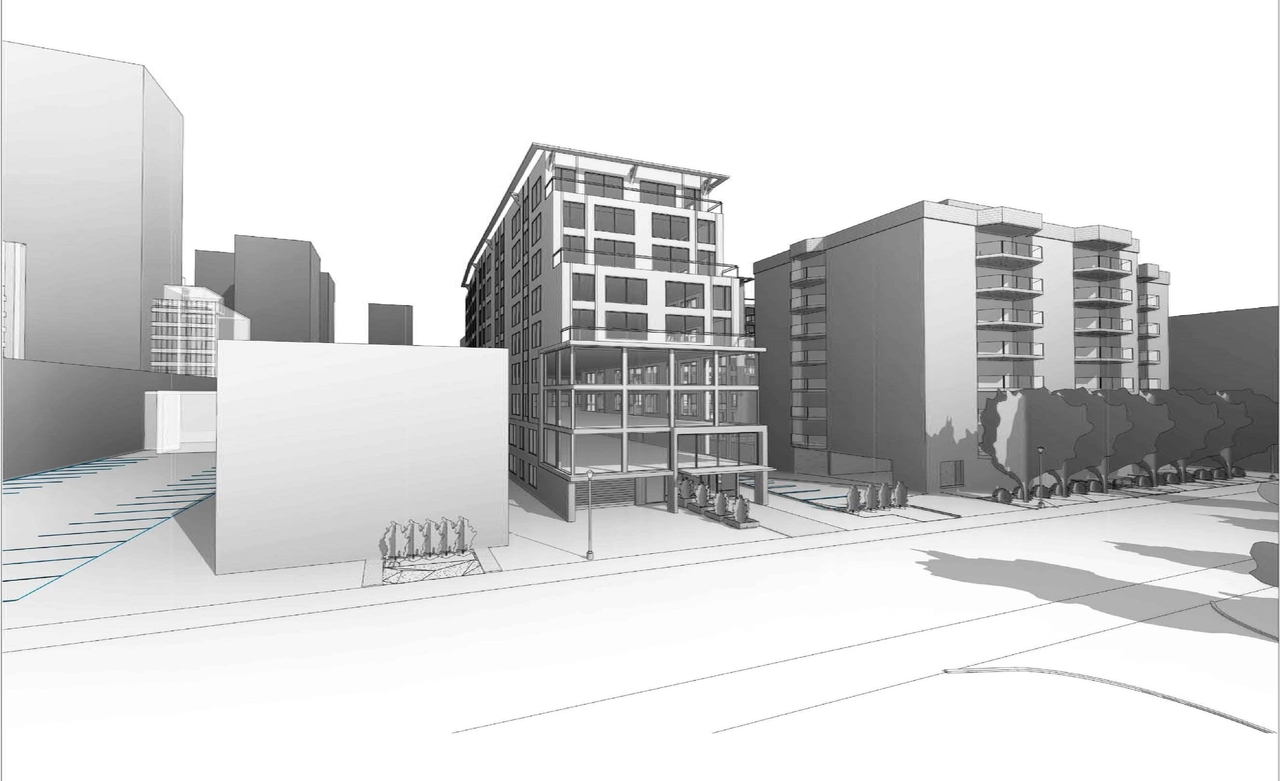 Rendering of building from page 18 of the file '2017-12-13 - Design Brief - D02-02-17-114'