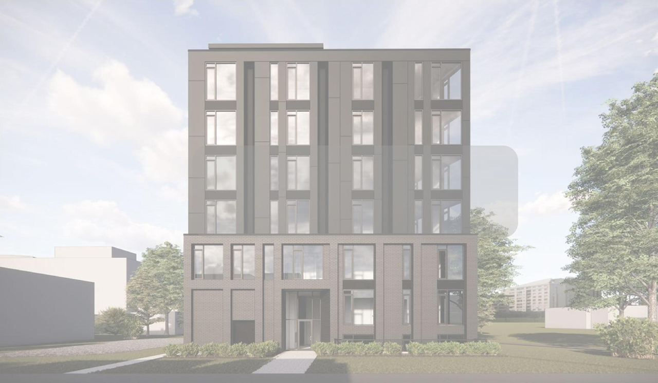 Rendering of building from page 19 of the file '2025-08-07 - Urban Design Brief - D02-02-17-0131'