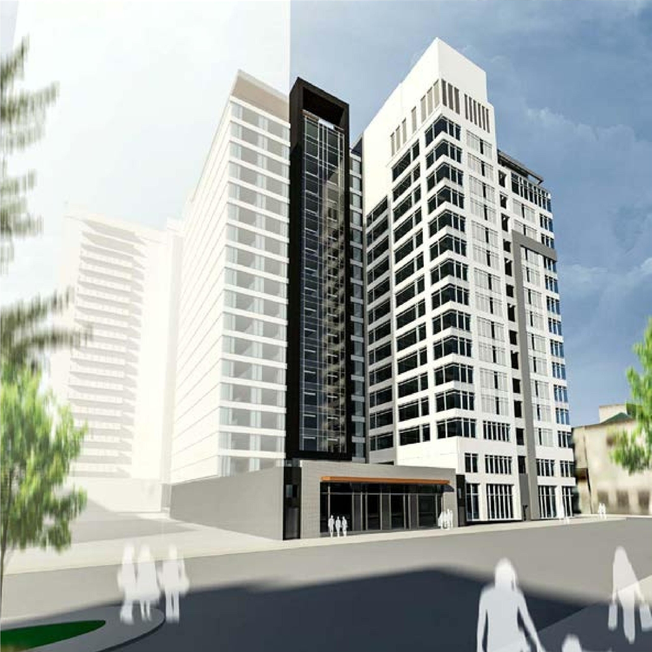 Rendering of building from page 21 of the file '2018_06_07_Urban Design Review Panel Submission'