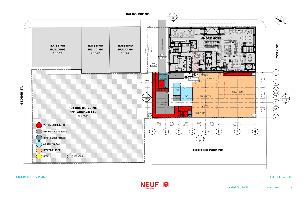 Construction site plan for project from page 1 of the file '2018_04_23 - Ground Floor Plan - D02-02-18-0038'