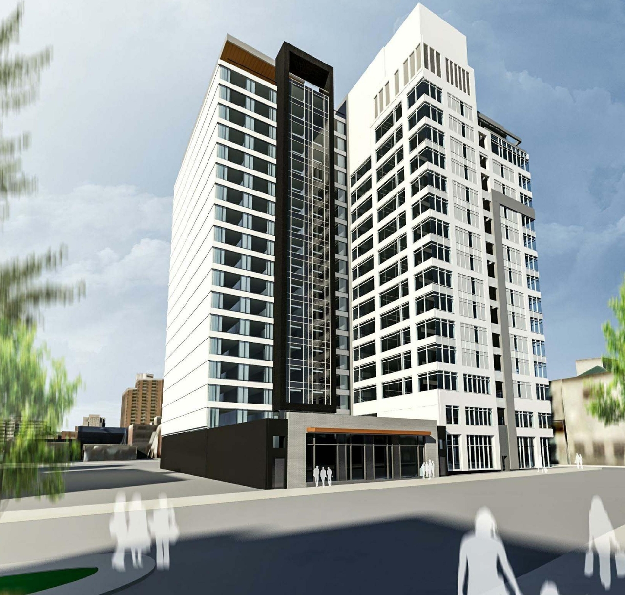 Rendering of building from page 16 of the file '2018_04_23 - Design Brief - D02-02-18-0038'