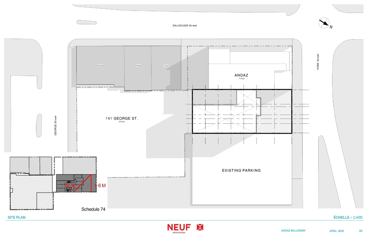 Construction site plan for project from page 5 of the file '2018_04_23 - Design Brief - D02-02-18-0038'