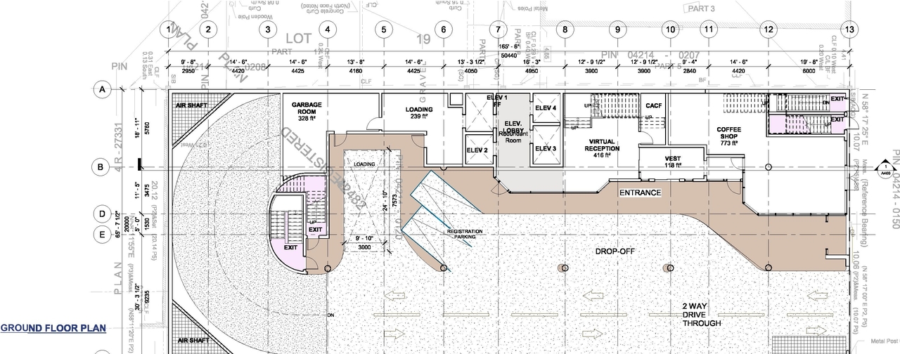 Construction site plan for project from page 8 of the file '2018_07_27 - Design Brief - D02-02-18-0071'