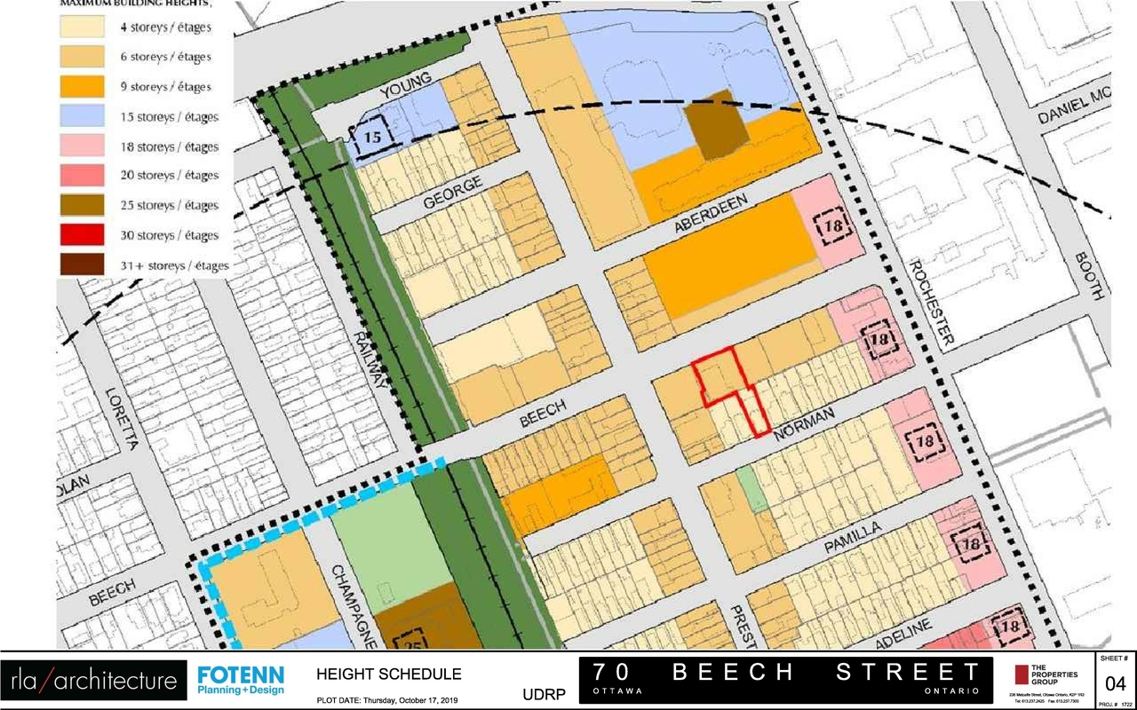 Construction site plan for project from page 5 of the file '2019-10-28 - Design Brief - Urban Design Review Panel - D02-02-19-0031'