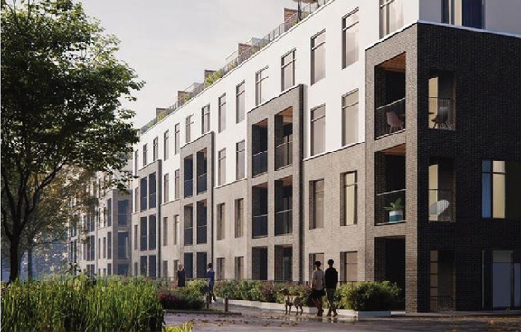 Rendering of building from page 27 of the file '2020-07-16- Urban Design Brief- D02-02-19-0123'