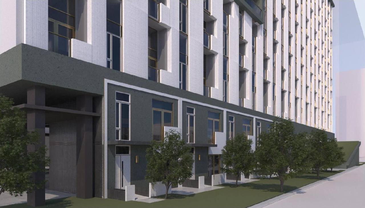 Rendering of building from page 9 of the file '2020-09-22 - Planning Rationale and Design Brief - D02-02-20-0086'