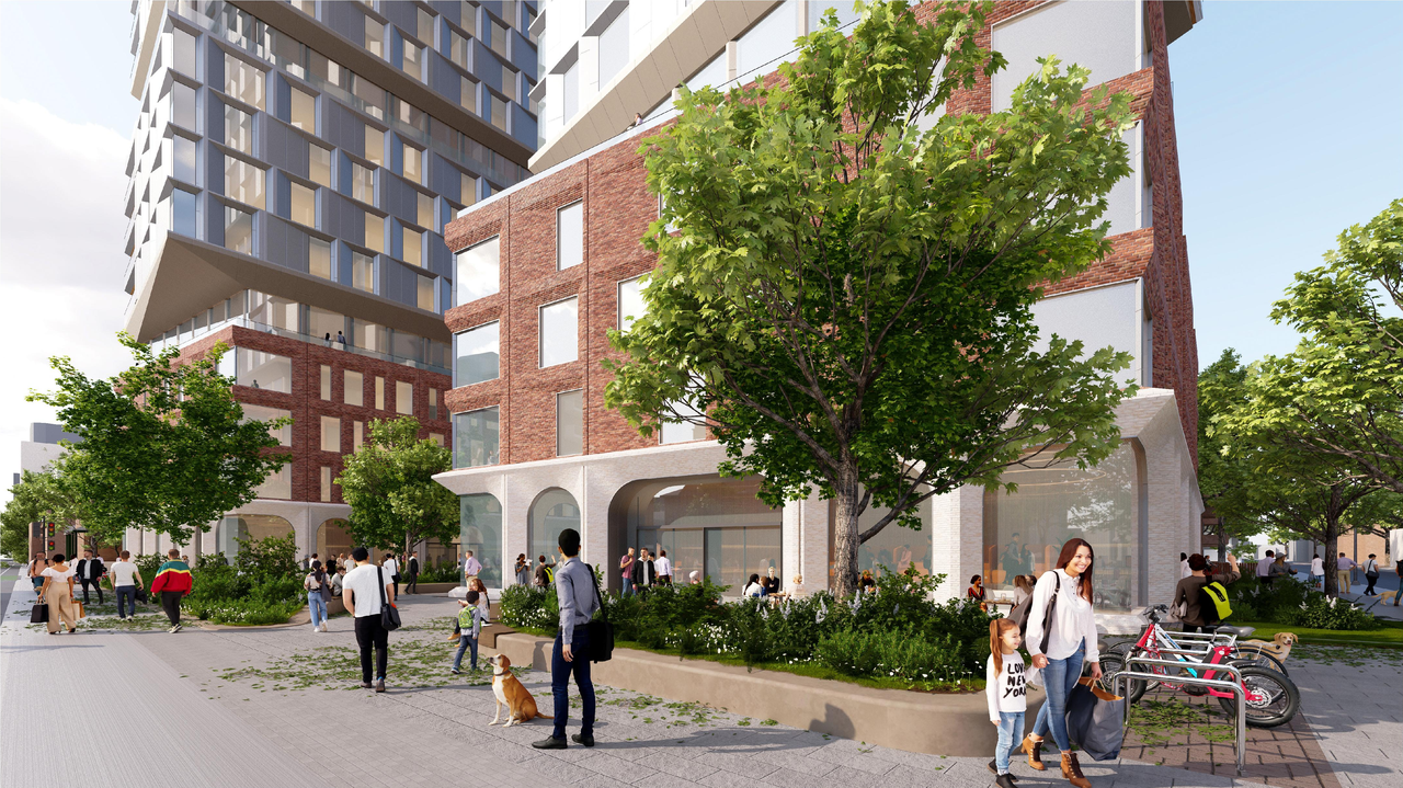 Rendering of building from page 36 of the file '2025-09-03 - SDRP Design Brief - Package 3 - D02-02-20-0101'