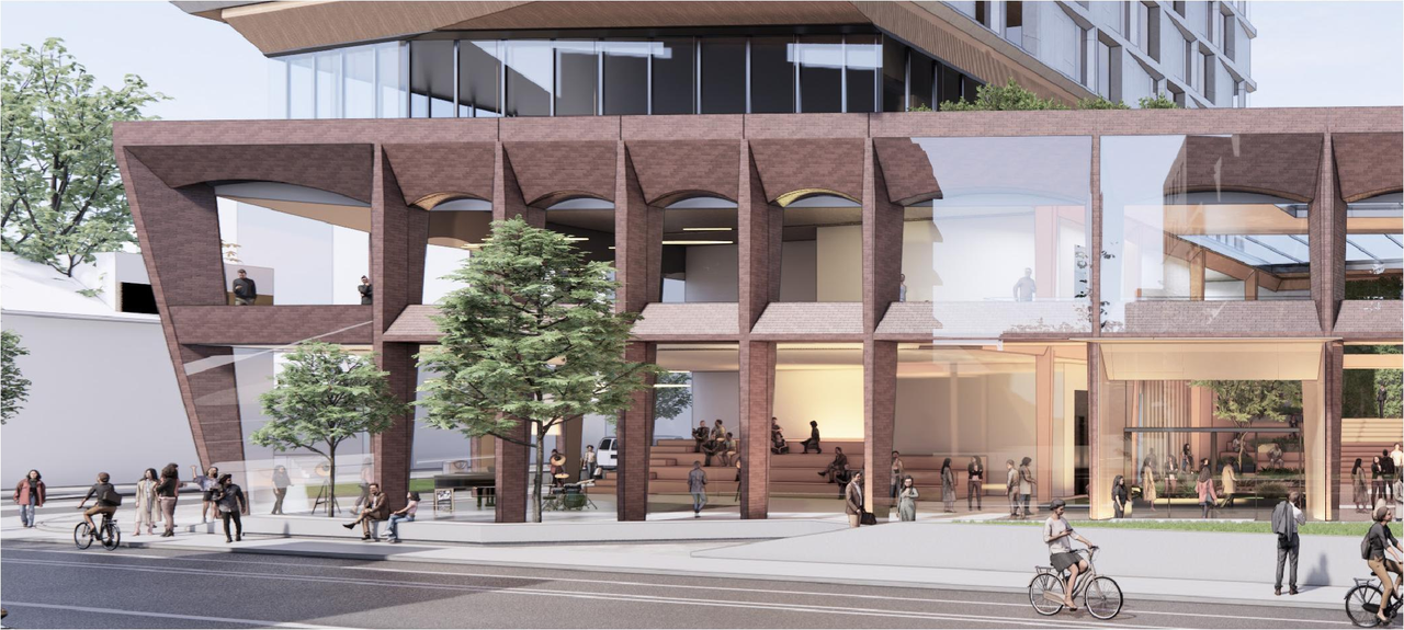 Rendering of building from page 16 of the file '2024-05-07 - Special Design Review Panel Presentation - D02-02-20-0101'