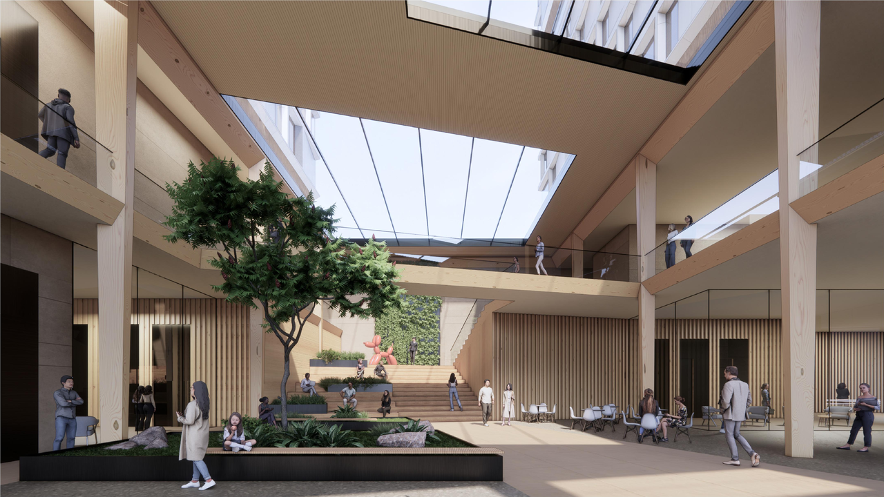 Rendering of building from page 26 of the file '2024-05-07 - Special Design Review Panel Presentation - D02-02-20-0101'