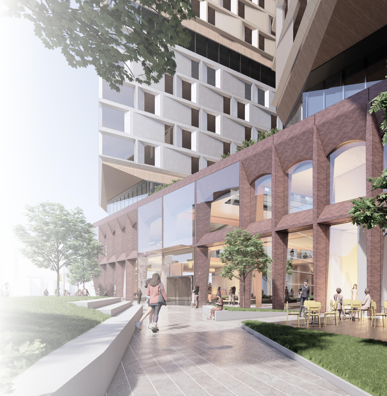 Rendering of building from page 3 of the file '2024-05-07 - Special Design Review Panel Presentation - D02-02-20-0101'