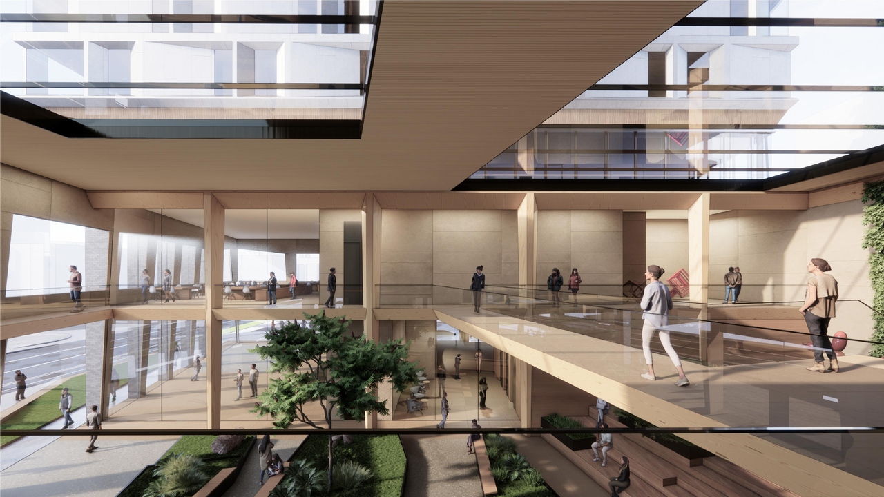 Rendering of building from page 30 of the file '2024-05-07 - Special Design Review Panel Presentation - D02-02-20-0101'