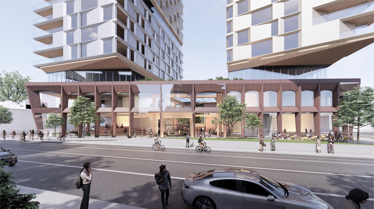 Rendering of building from page 38 of the file '2024-05-07 - Special Design Review Panel Presentation - D02-02-20-0101'