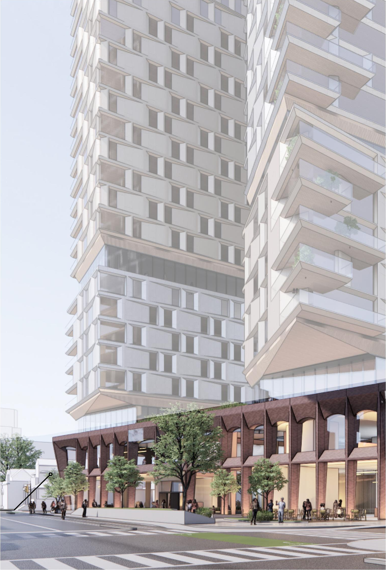 Rendering of building from page 53 of the file '2024-05-07 - Special Design Review Panel Presentation - D02-02-20-0101'