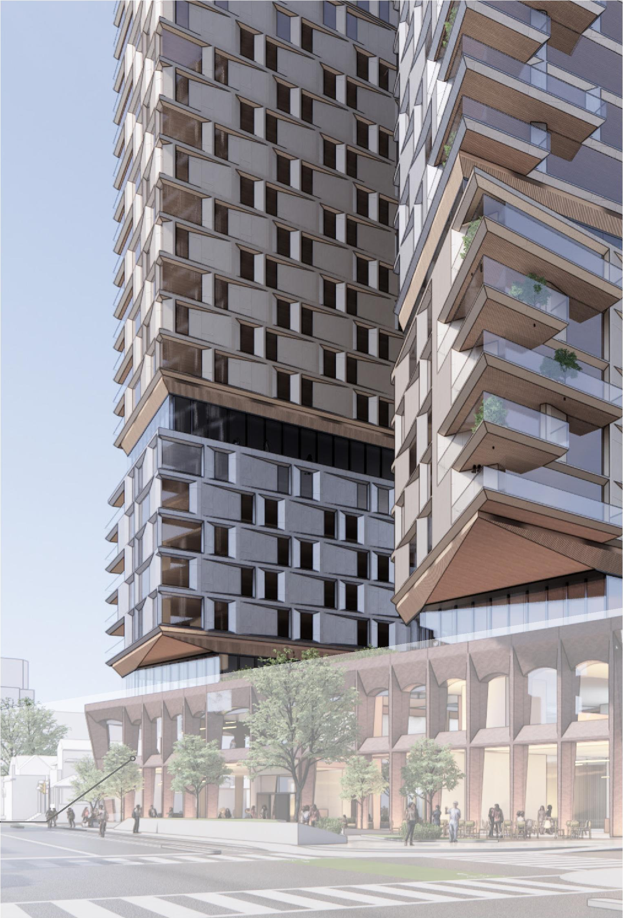 Rendering of building from page 54 of the file '2024-05-07 - Special Design Review Panel Presentation - D02-02-20-0101'