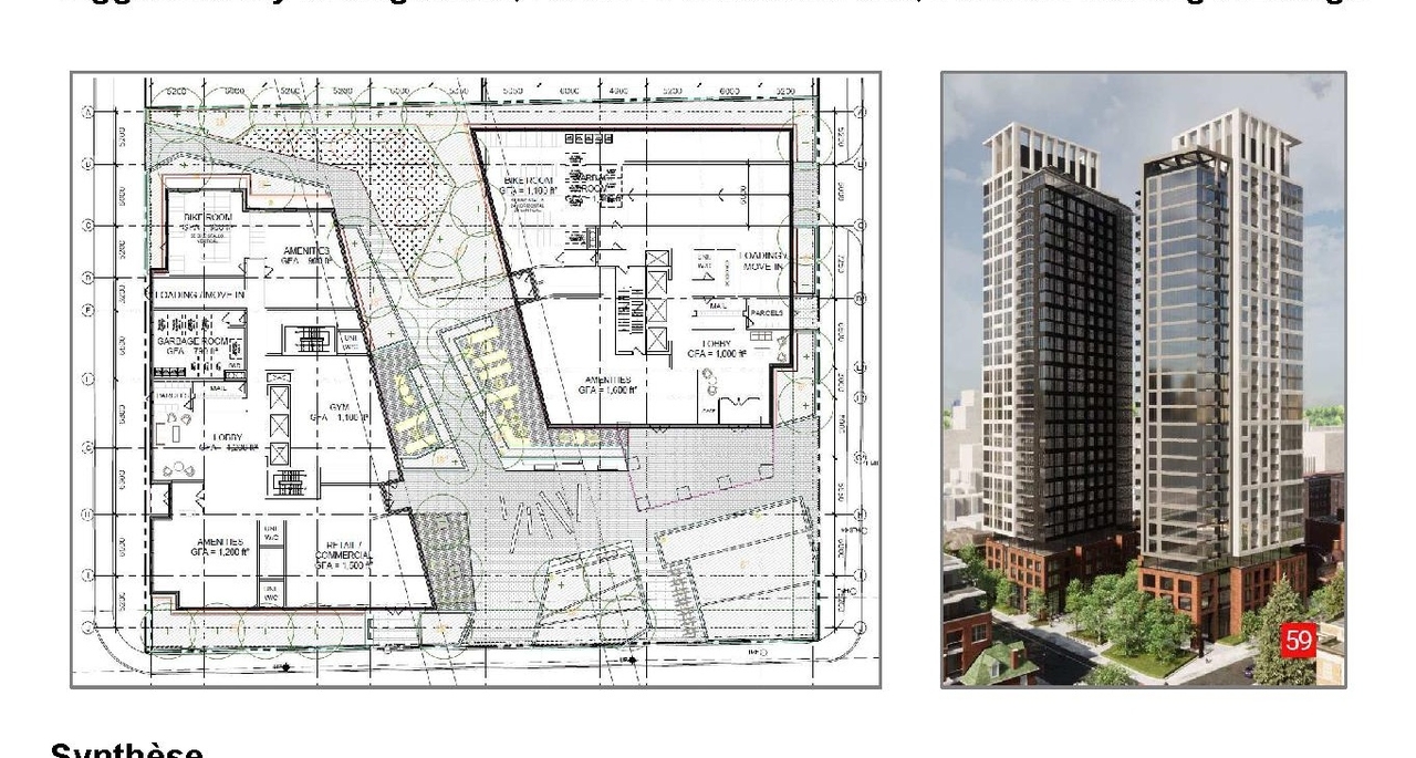 Construction site plan for project from page 1 of the file 'Special Design Review Meeting Recommendations FR - Jan 15 2021'