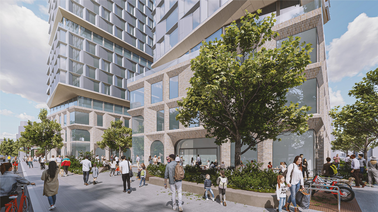 Rendering of building from page 36 of the file '2025-02-24 - Design Brief - D01-01-20-0019 & D02-02-20-0101'