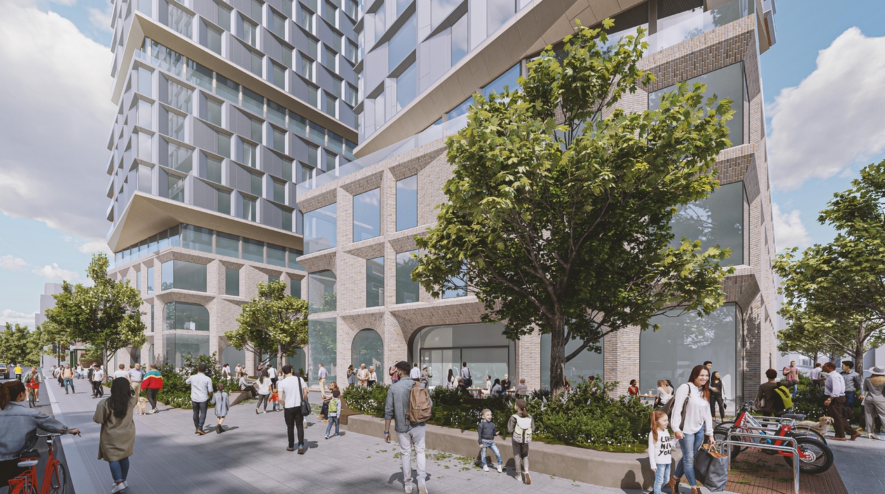 Rendering of building from page 36 of the file '2025-02-24 - Design Brief - D01-01-20-0019 & D02-02-20-0101'