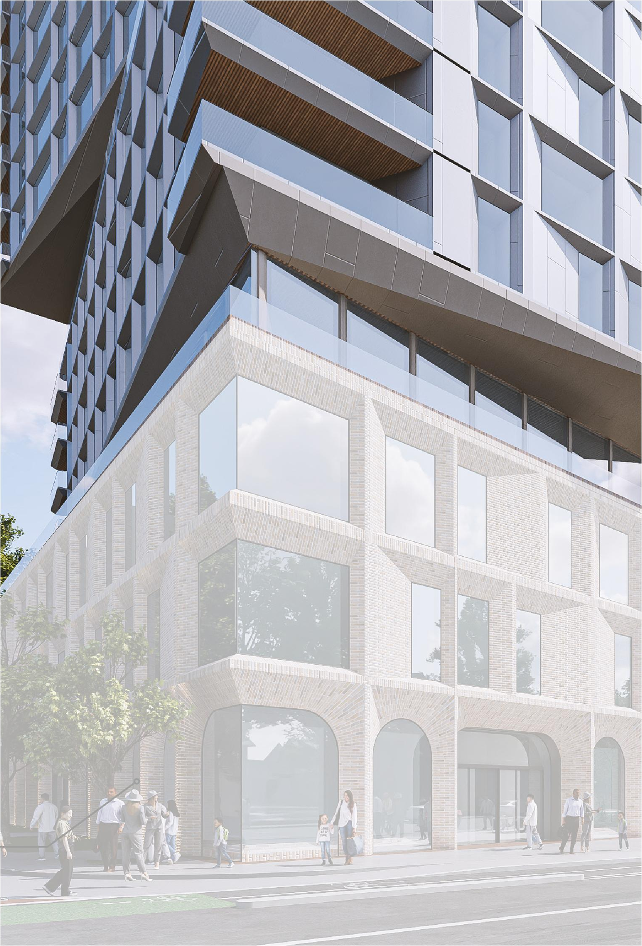 Rendering of building from page 69 of the file '2025-02-24 - Design Brief - D01-01-20-0019 & D02-02-20-0101'