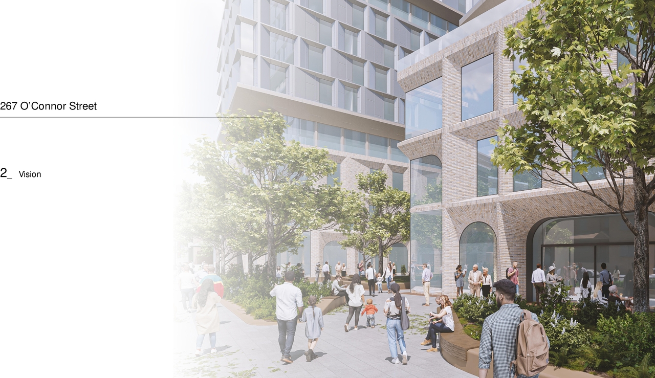 Rendering of building from page 7 of the file '2025-02-24 - Design Brief - D01-01-20-0019 & D02-02-20-0101'