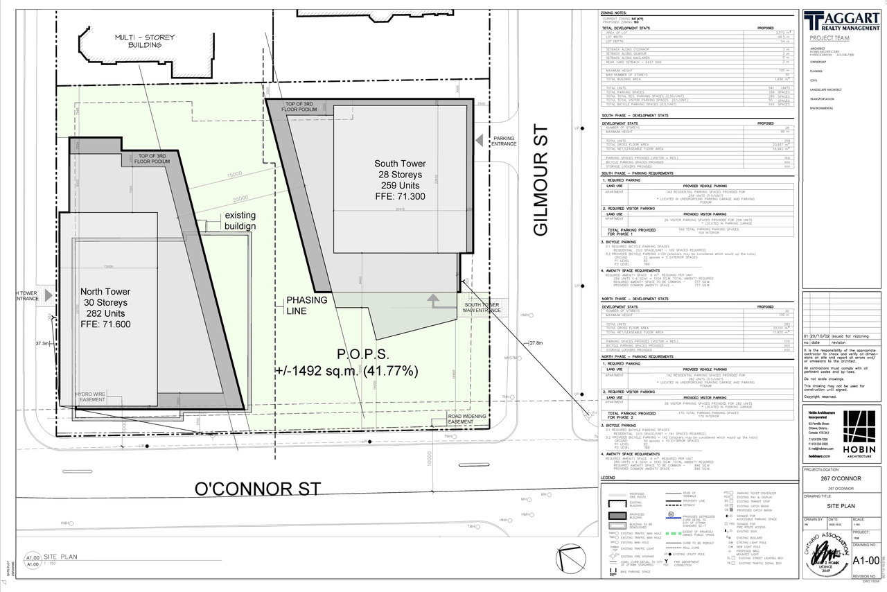 Construction site plan for project from page 1 of the file '2020-10-23 - Site Plan and Floor Plans - D02-02-20-0101'