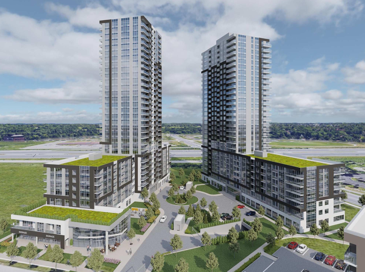 Rendering of building from page 22 of the file '2022-07-26 - Parking Levels and Floor Plans - D02-02-21-0009'