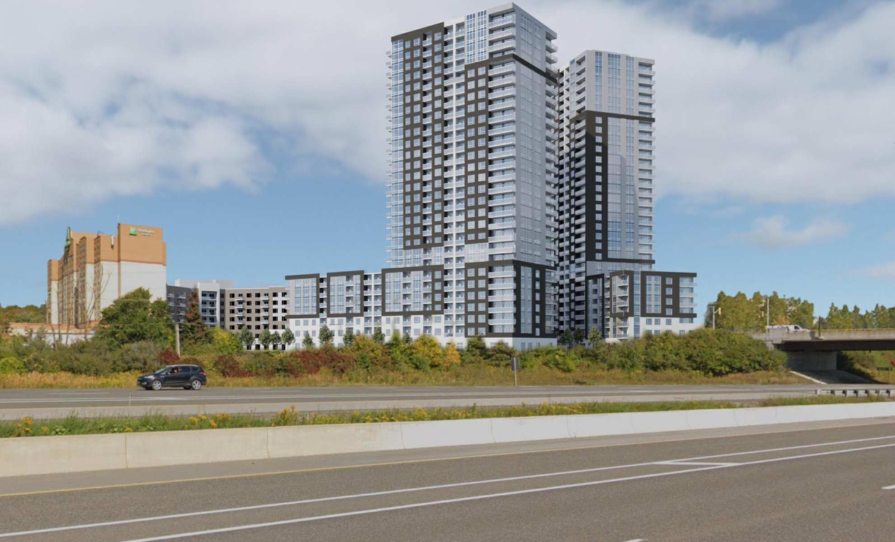 Rendering of building from page 23 of the file '2022-07-26 - Parking Levels and Floor Plans - D02-02-21-0009'