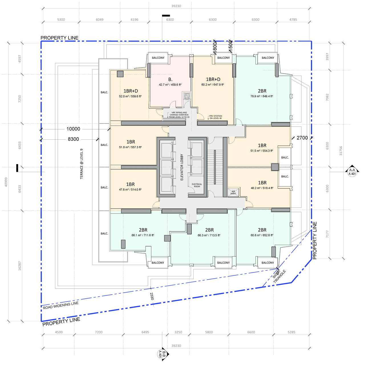 Floor plan for project from page 16 of the file '2023-05-05 - Statistics, Floor, Sections, Elevations, Views Plans - D02-02-21-0045'