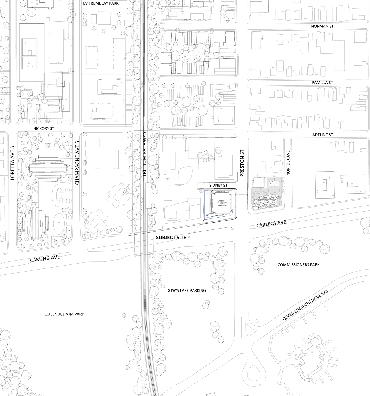 Construction site plan for project from page 4 of the file '2023-05-05 - Statistics, Floor, Sections, Elevations, Views Plans - D02-02-21-0045'