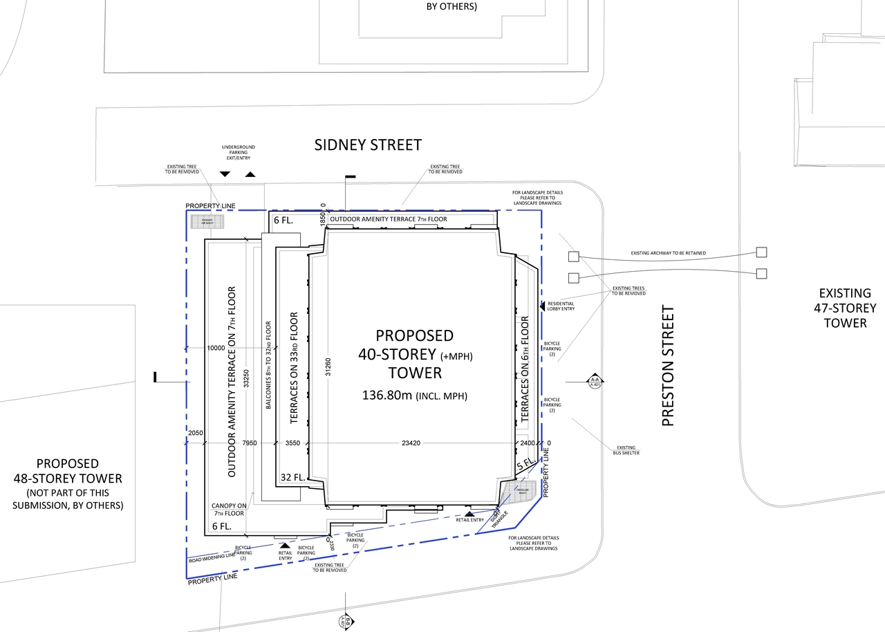 Construction site plan for project from page 5 of the file '2023-05-05 - Statistics, Floor, Sections, Elevations, Views Plans - D02-02-21-0045'