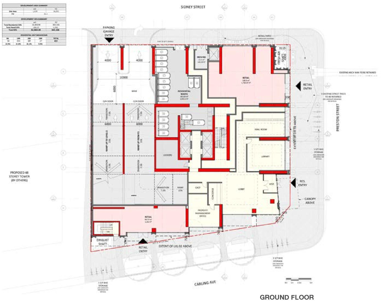 Construction site plan for project from page 27 of the file '2021-07-23 - Planning Rationale and Design Brief - D02-02-21-0045'