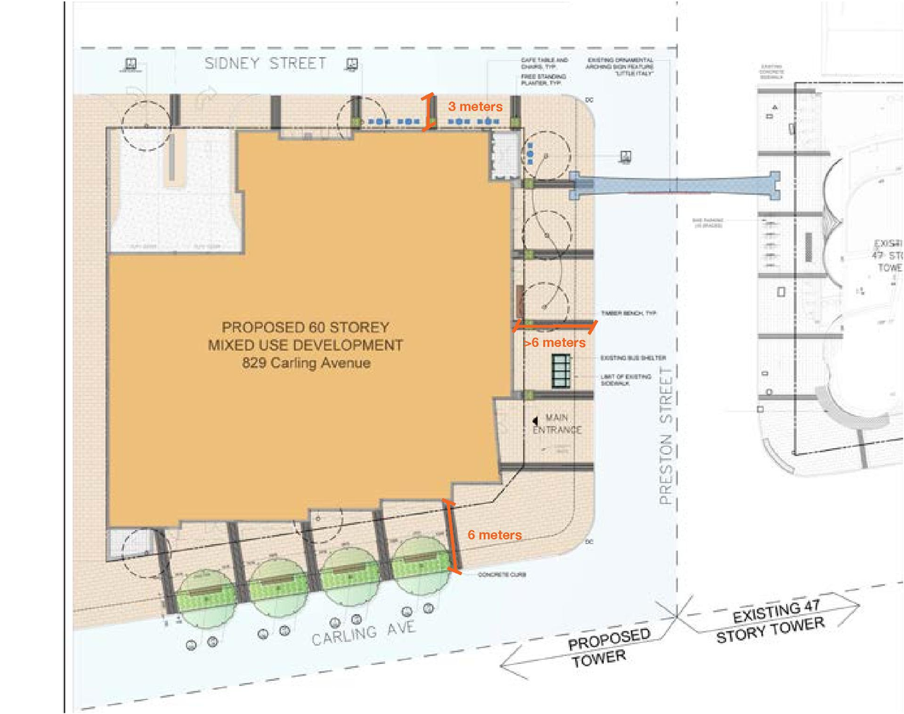 Construction site plan for project from page 43 of the file '2021-07-23 - Planning Rationale and Design Brief - D02-02-21-0045'