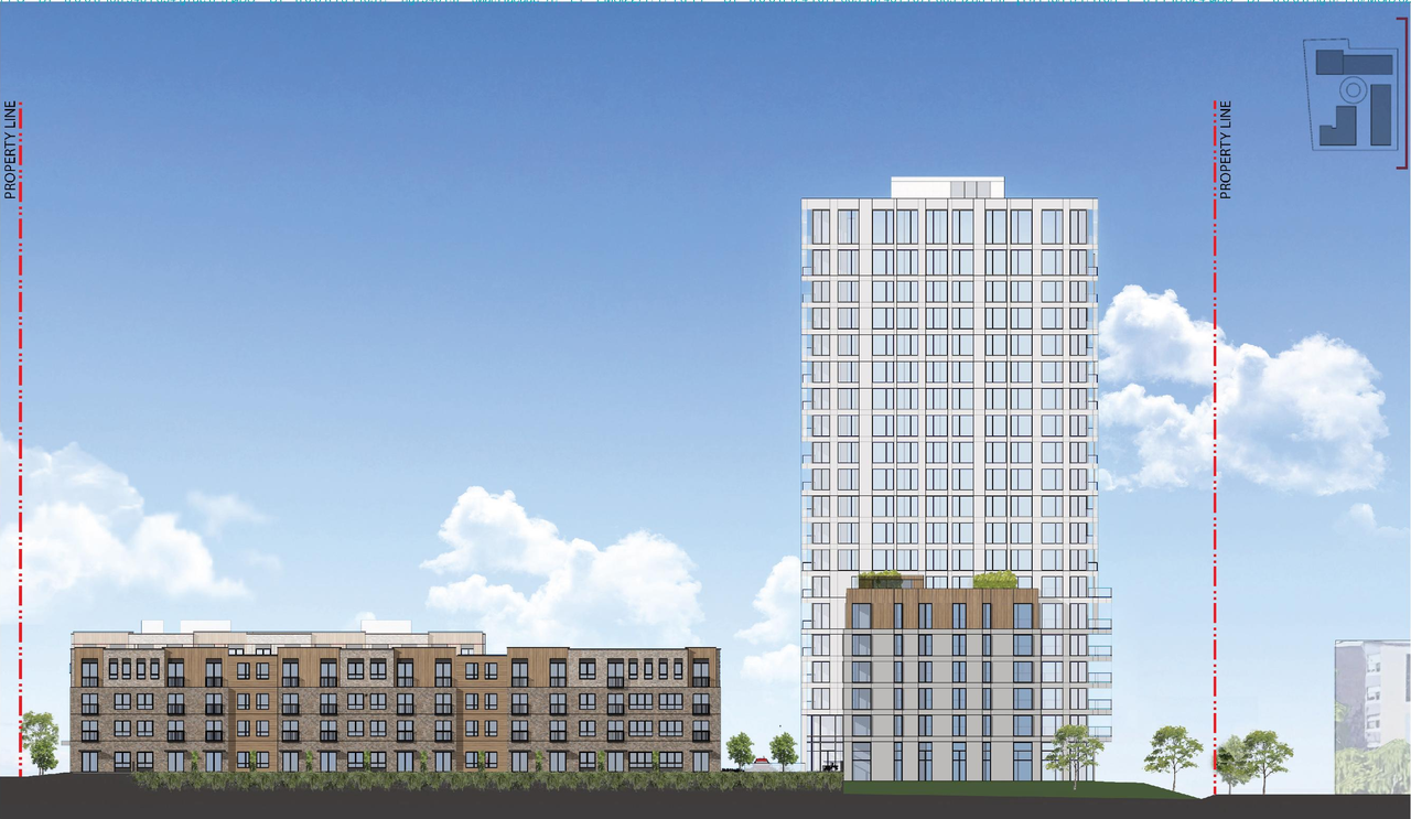 Rendering of building from page 51 of the file '2022-08-05 - Design Brief - D02-02-21-0057'